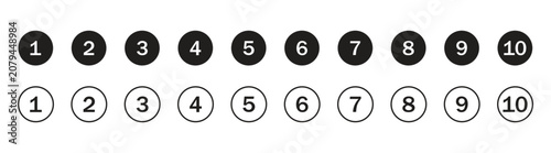 Fotografie Simple Bullet Point Number Icon Set, Minimal List Marker and Number Vector Illus