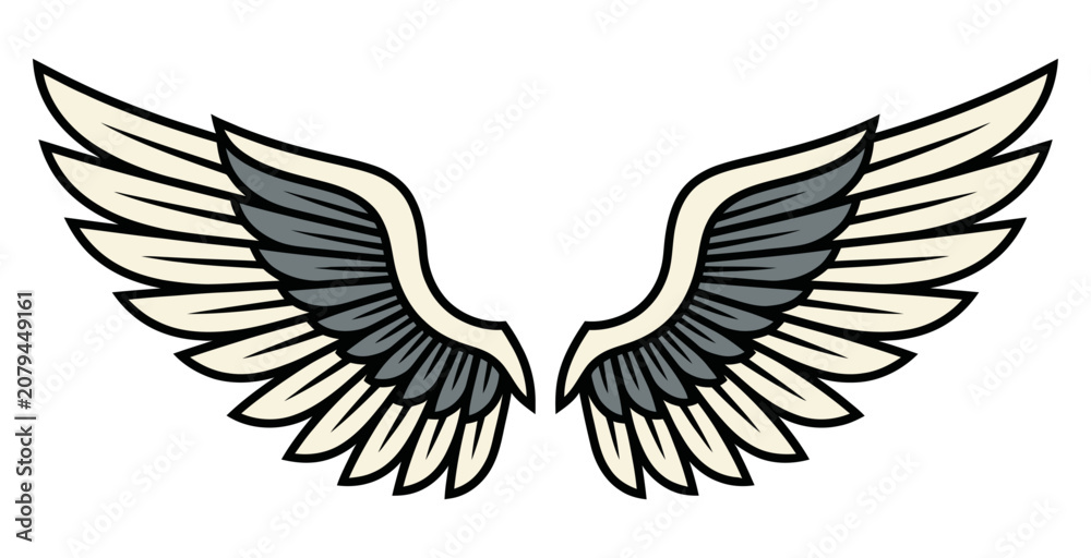 Fototapeta premium Stylized Bird Wings Vector Illustration