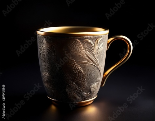 cup on a black background