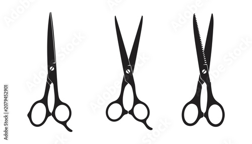Black tailor scissors set professional cutting tool silhouette