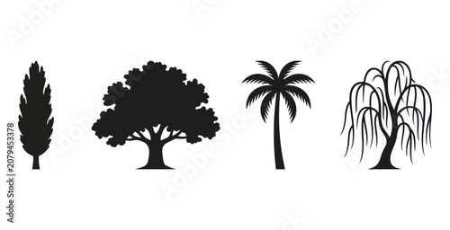 Photos Minimalist Tree Silhouette Icon Set