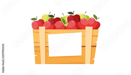 Apple fruit crate wooden box fresh harvest produce with agriculture