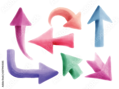Watercolor Hand Painted Arrow Collection Isolated on White Background