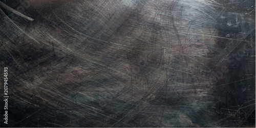 Tableau sur toile A close-up macro shot reveals the intricate, worn texture of a metallic surface, marred by countless scratches and signs of age, evoking a sense of history and industrial grit