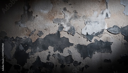 Old Wall With Peeling Plaster Dark Grunge Background Texture