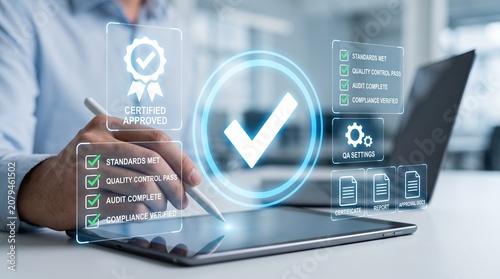 Tableau sur toile Quality control and compliance verification on a tablet