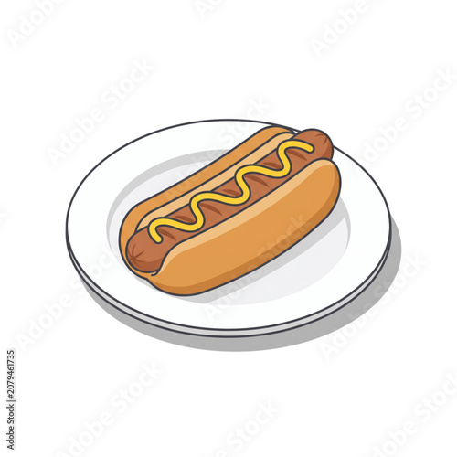 Hot Dog on plate vector