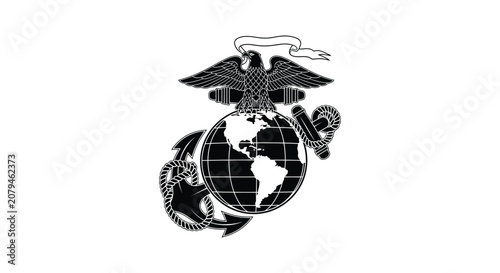 Us marine corps emblem with globe and eagle logo
