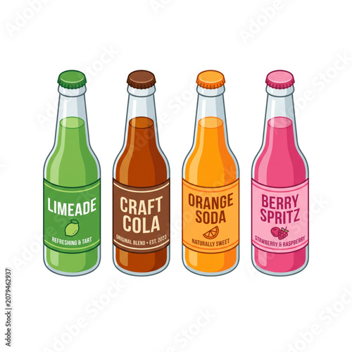 Colorful Soda Bottles vector set