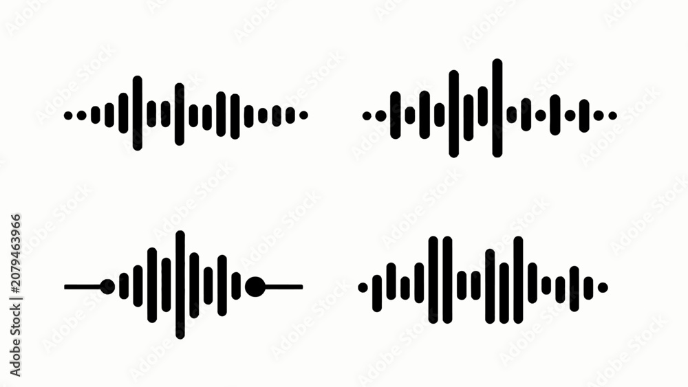Obraz premium Sound Waveforms Collection: Audio Signal Visualizations for Music, Voice, and Technology