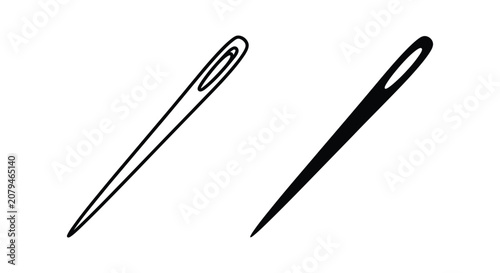 Two sewing needles with thread illustration
