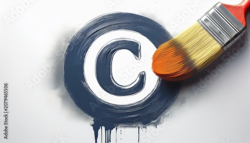 paintbrush painting copyright symbol on white background