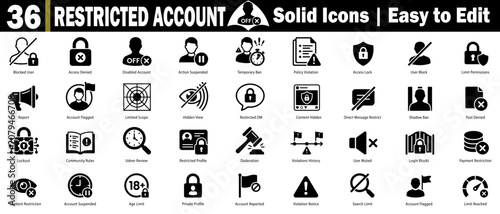Photos Restricted account solid icons