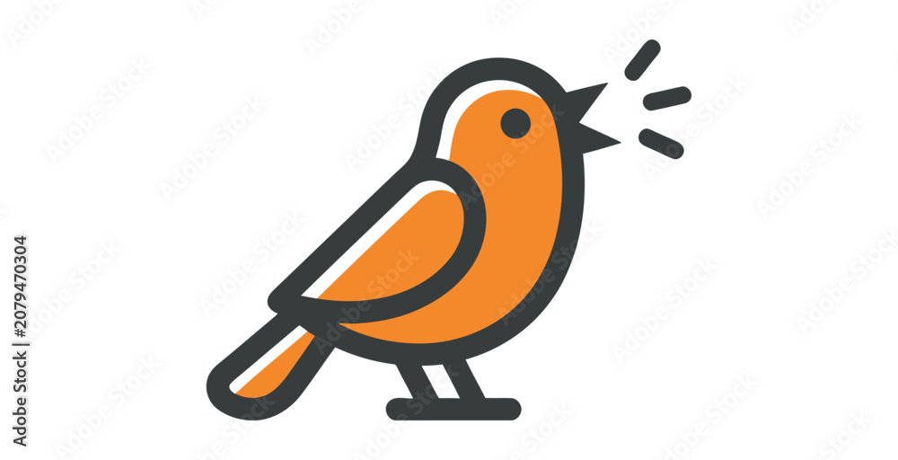 Fototapeta premium Singing Bird Minimalist Vector Icon