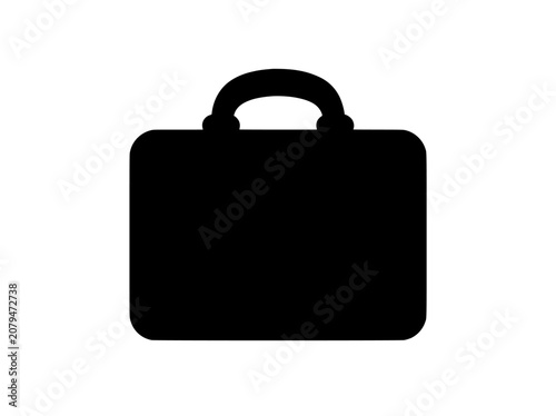 Briefcase icon with minimalist solid silhouette and rounded handle, symbolizing business organization and professional identity