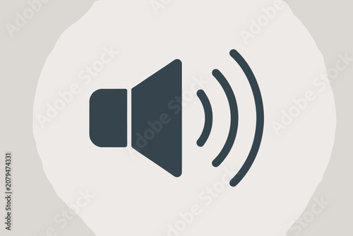 Dark Gray Speaker Volume Icon with Sound Waves on Light Background