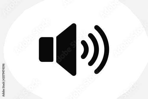 Black Volume Up Sound Icon on White Background