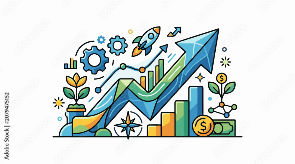 Naklejka premium Abstract graphic illustrating upward financial growth and business success