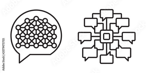 AI Chatbot Neural Network Icon Set Vector Design