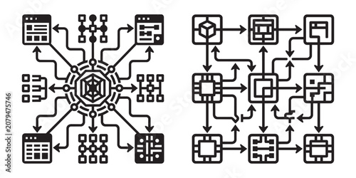 AI Workflow Enterprise Icon Set Vector Design