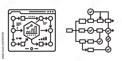 AI Workflow System Icon Set Vector Design