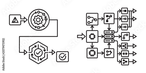 AI Workflow Pipeline Icon Set Vector Design