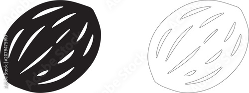 Foto Nutmeg vector icon, whole kernel symbol, oriental spice and aromatic seasoning