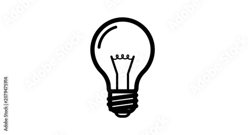 Minimalist light bulb icon with thin filament outline.