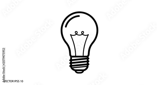 Minimalist line art light bulb icon on white background.