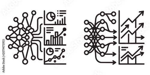 Neural Network Business Technology Icon Set Vector