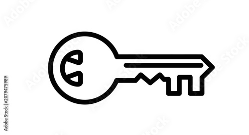 Modern house key vector outline icon for security.