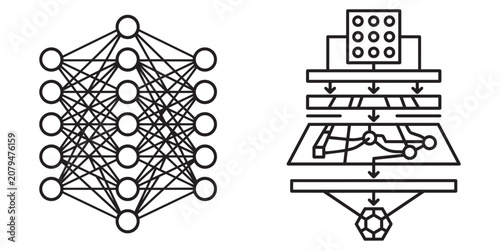 Neural Network Architecture Icon Set Vector Design