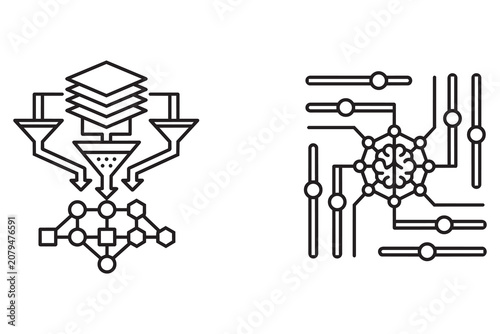 Machine Learning Feature Engineering Icon Set Vector
