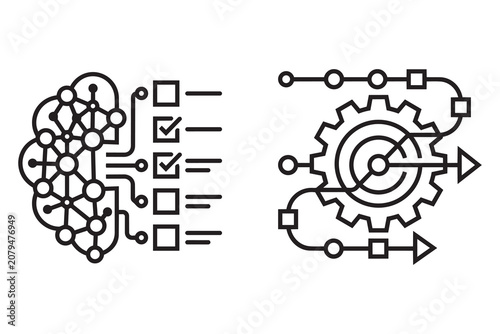 AI Agent Workflow Automation Icon Set Vector
