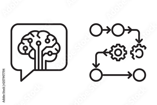 AI Assistant Outline Icon Set Vector Design