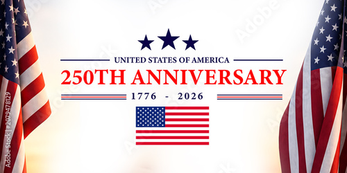 Canvastavla United states 250th anniversary 1776 to 2026 commemorative banner with flags and stars