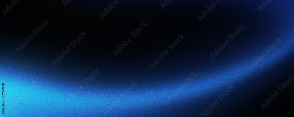 Fototapeta premium Abstract blue glowing wave dark background with soft light neon grainy gradient futuristic noise texture modern elegant wallpaper, backdrop, banner, header, poster, cover design