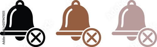 Foto Bell icons with a cross-mark symbol for disabling alerts or turning off system s