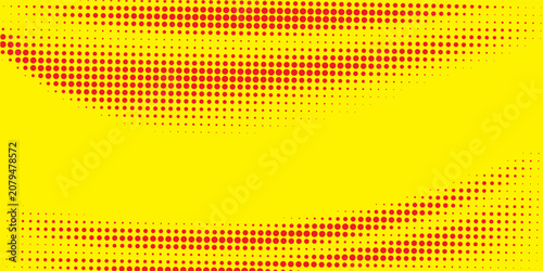 Retro comic style halftone pattern premium background with red and yellow tones.