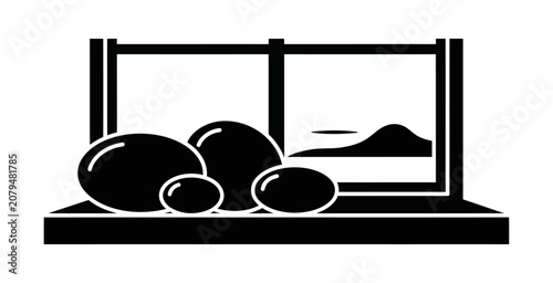 Canvas Print Minimalist Zen Stones Silhouette Vector Illustration