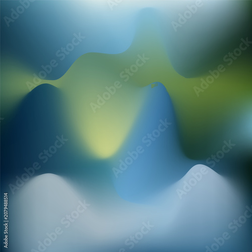 Abstract Nature Inspired Blur Gradient Background with Blue Green Soft Fluid Shapes