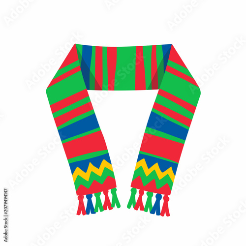 Football Fan Scarf with Colorful Pattern in Flat Vector Style for Supporters