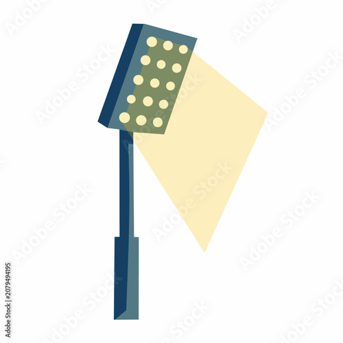 Stadium Floodlight with Bright Illumination in Flat Vector Style for Football Arena