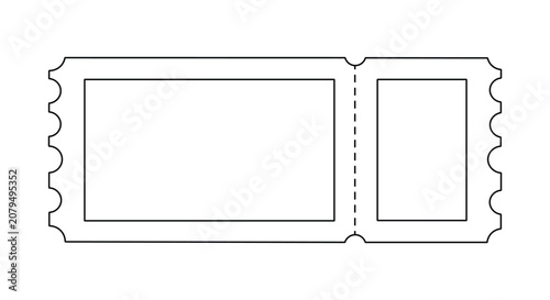 фотографія Blank ticket template illustration with perforated tear line for events and admi