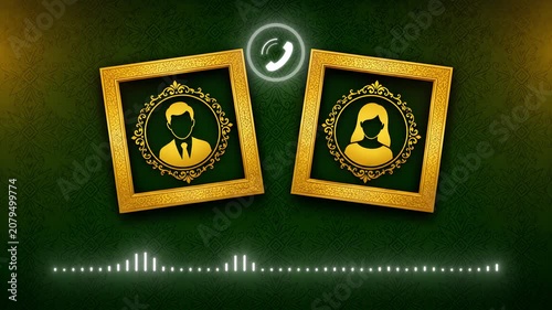 Real Time Voice Call Recording Animation Featuring Dynamic Audio Spectrum, Phone Icons and Sound Wave Display, 4K Loop