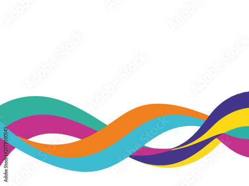 Abstract background with colorful flowing wavy lines on a white backdrop.