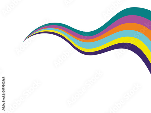 Abstract colorful wavy lines flowing on a clean white background.