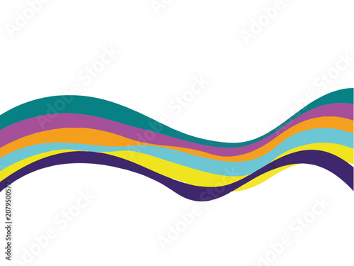 Abstract background with colorful flowing wavy lines on a white backdrop.
