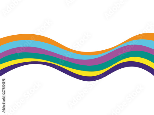 Abstract background with colorful flowing wavy lines on white.