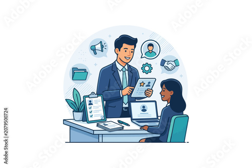 Recruitment Interview Vector Illustration